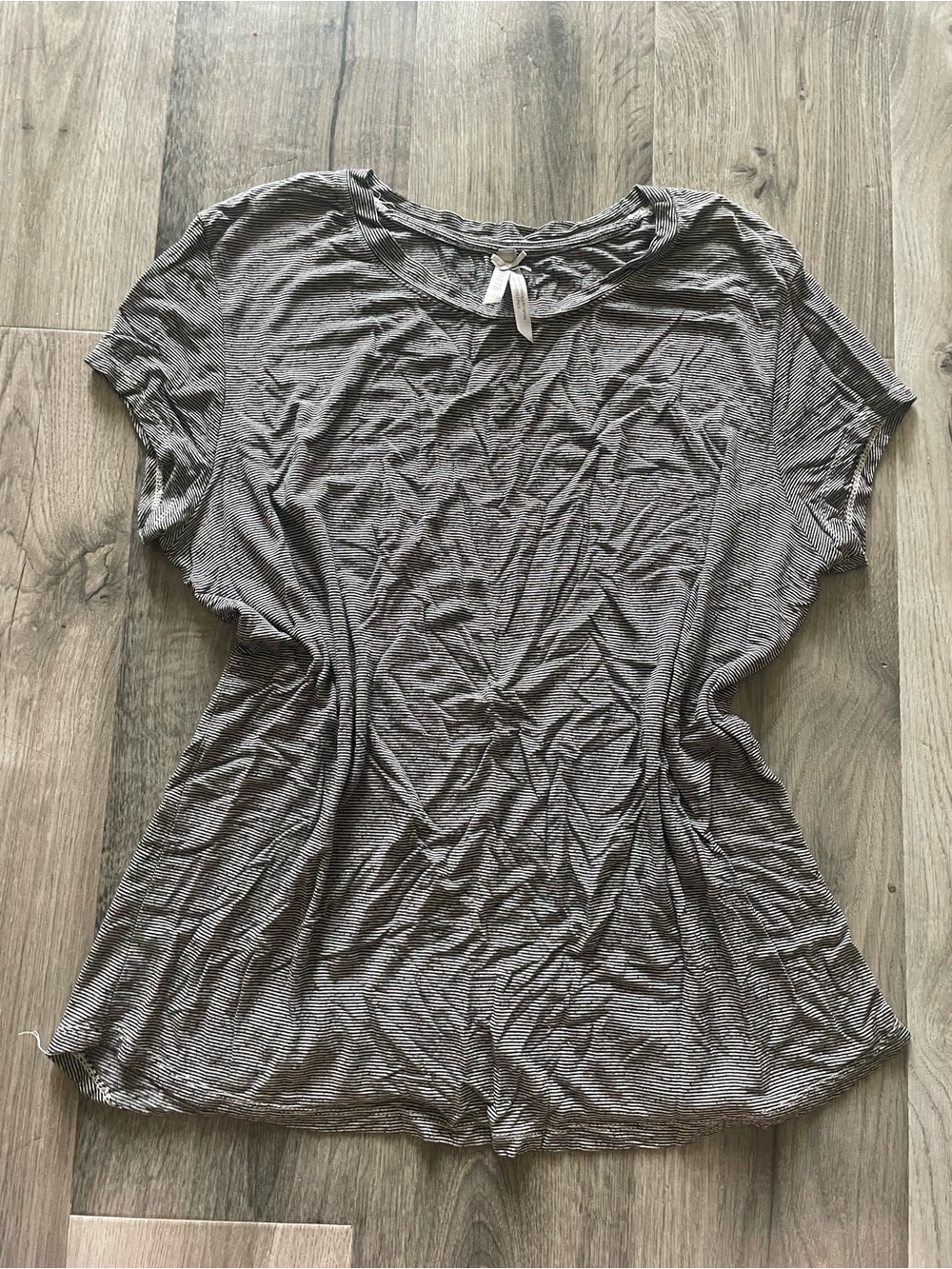 aerie Black and White Micro-Striped Short Sleeve Tee